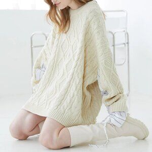 STORETS Sadie Shirt Combo fisherman Knit Pullover cream dress oversize sweater